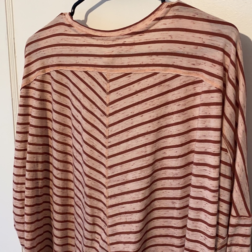We The Free Free People striped heathered long sleeve top swoop neck - Picture 4 of 7